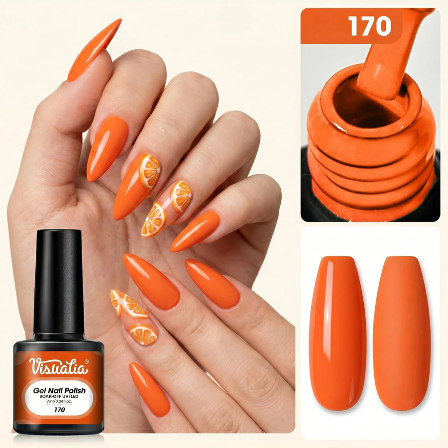 Visuatia Orange Gel Nail Polish — Long-Lasting Single Color Finish