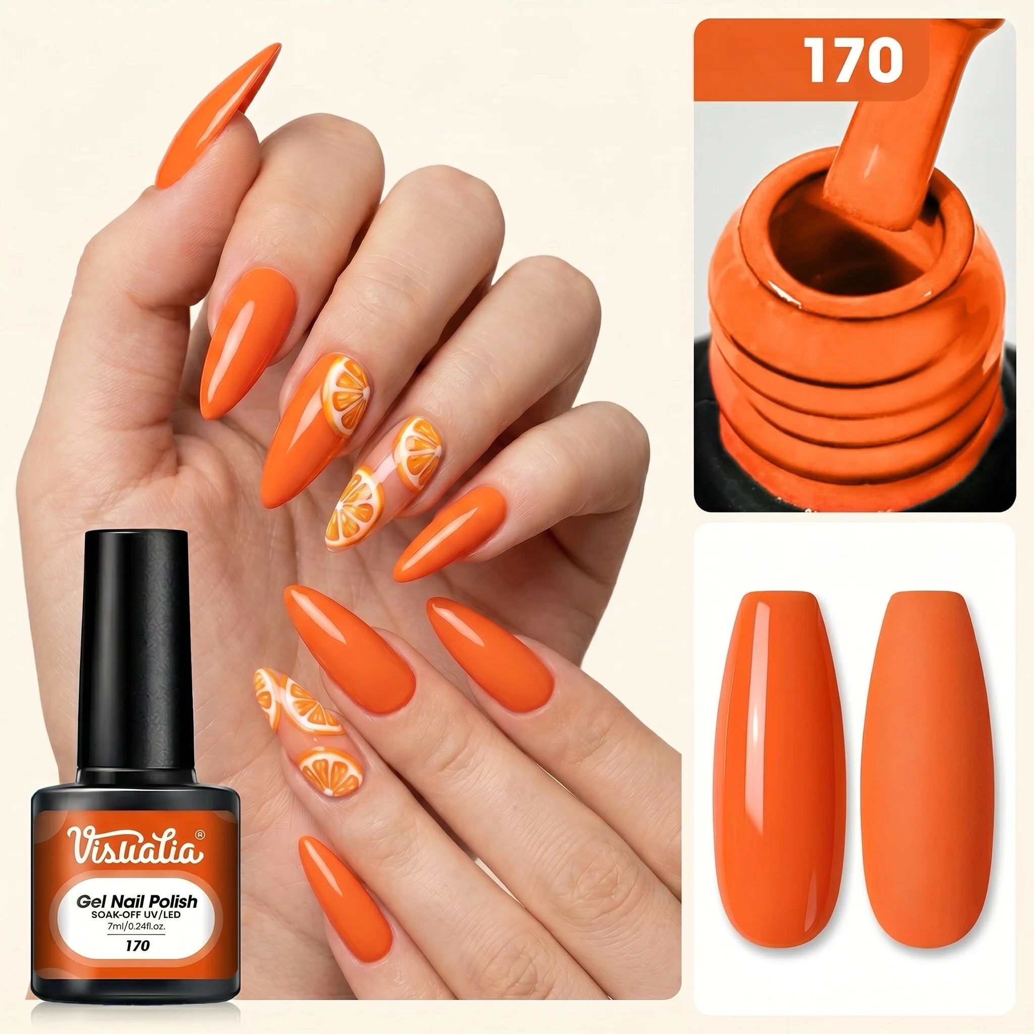 Visuatia Orange Gel Nail Polish — Long-Lasting Single Color Finish
