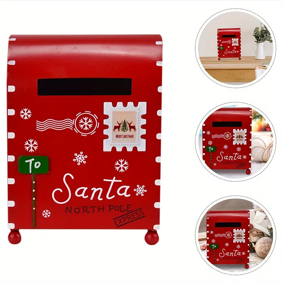 Christmas Santa Mailbox Decor — Metal North Pole Express Mail Box