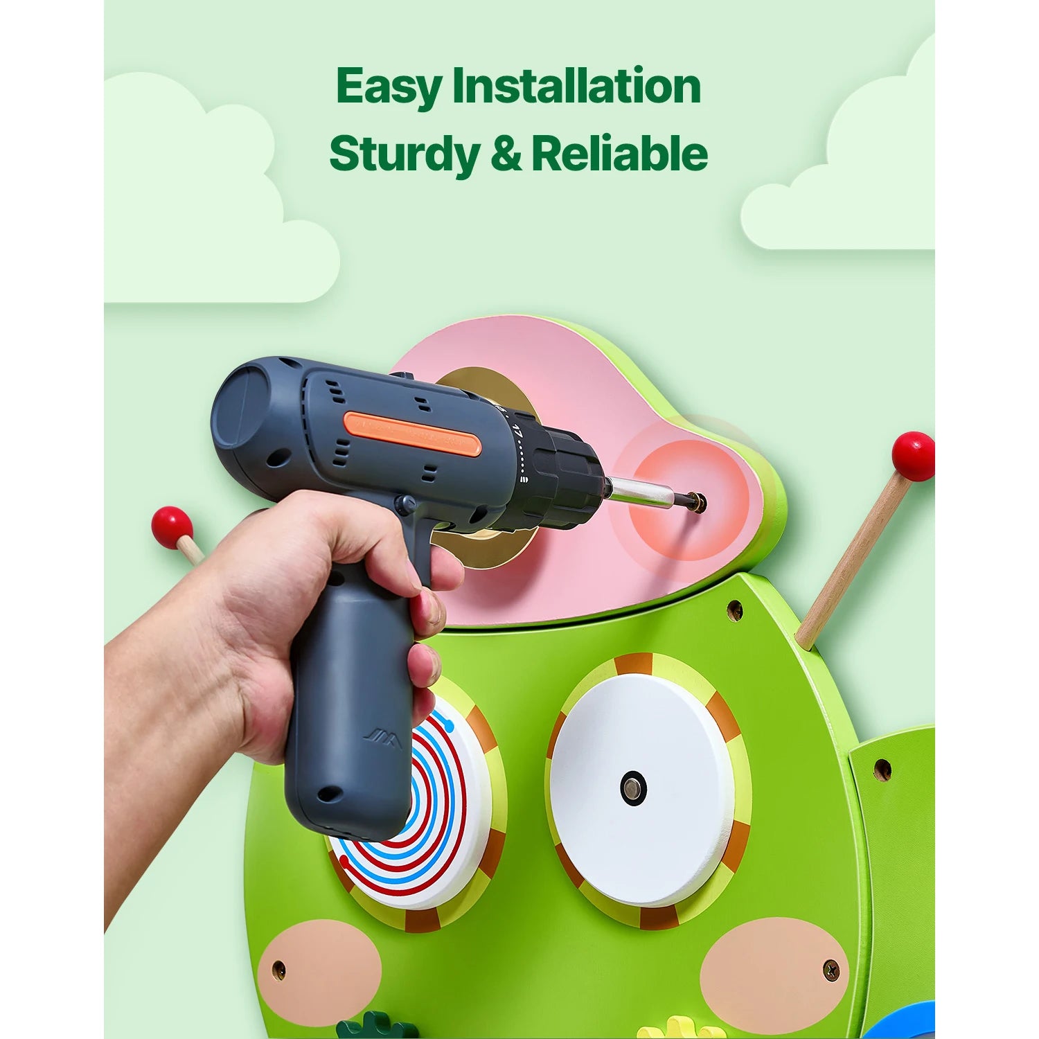 SucceBuy Caterpillar Busy Board — 12 Activity Montessori Sensory Learning Center