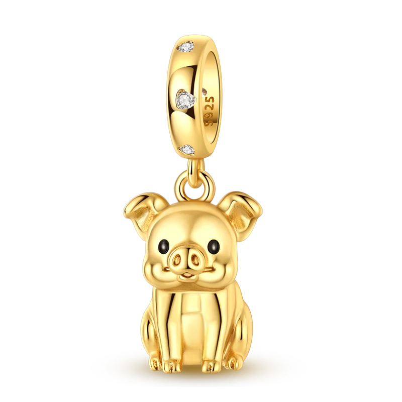 Charmhub Sparkling Zircon Elephant Charm — Gold Plated 925 Sterling Silver Bead