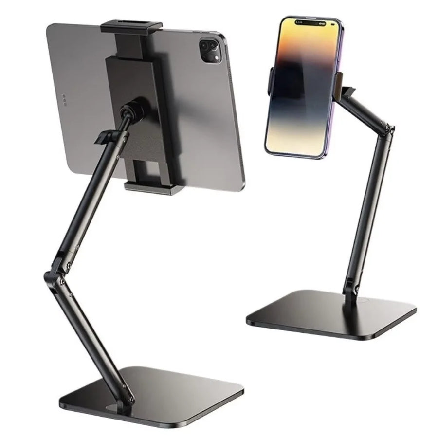 Adjustable Metal Monitor Stand — Portable Desktop Bracket for Tablets and Phones