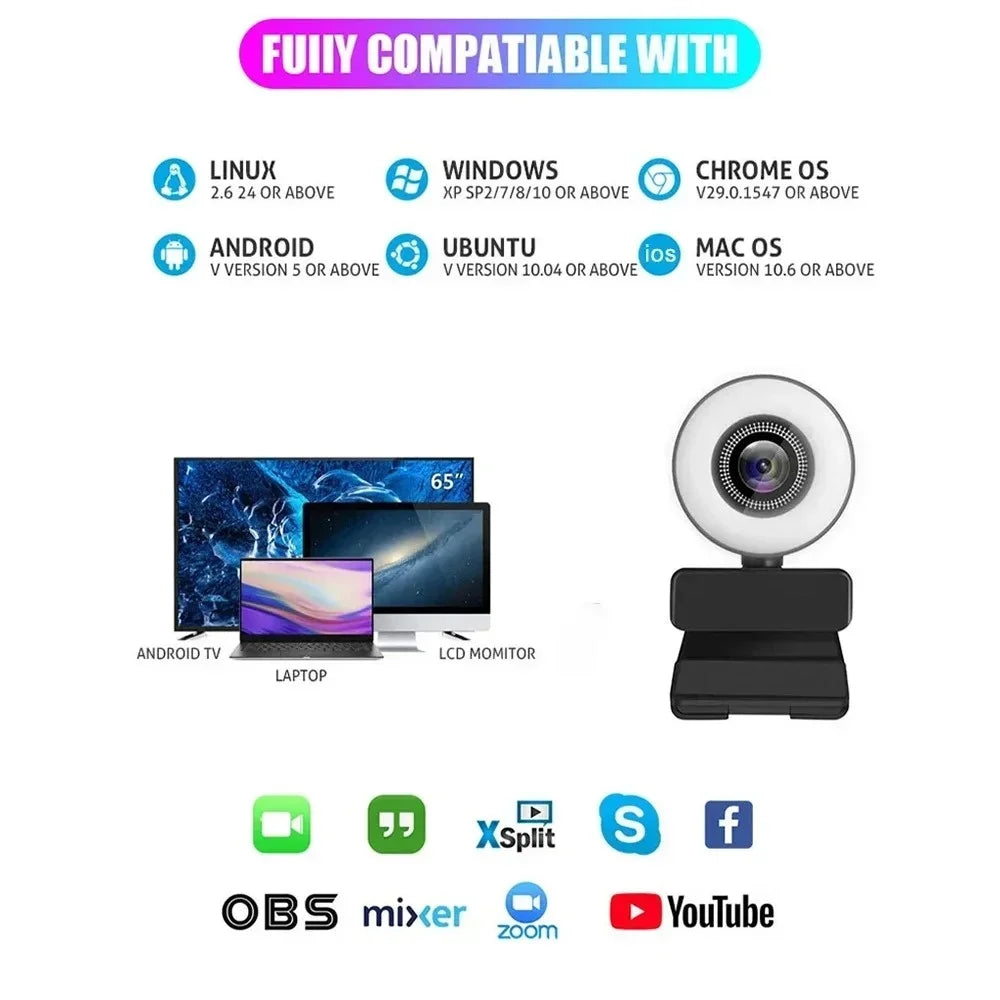 High Definition Autofocus Webcam — Built-in Microphone for Live Streaming