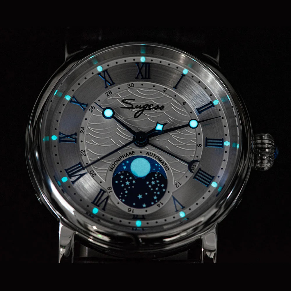 SUGESS Automatic Mechanical Moonphase Watch — Elegant Business Timepiece