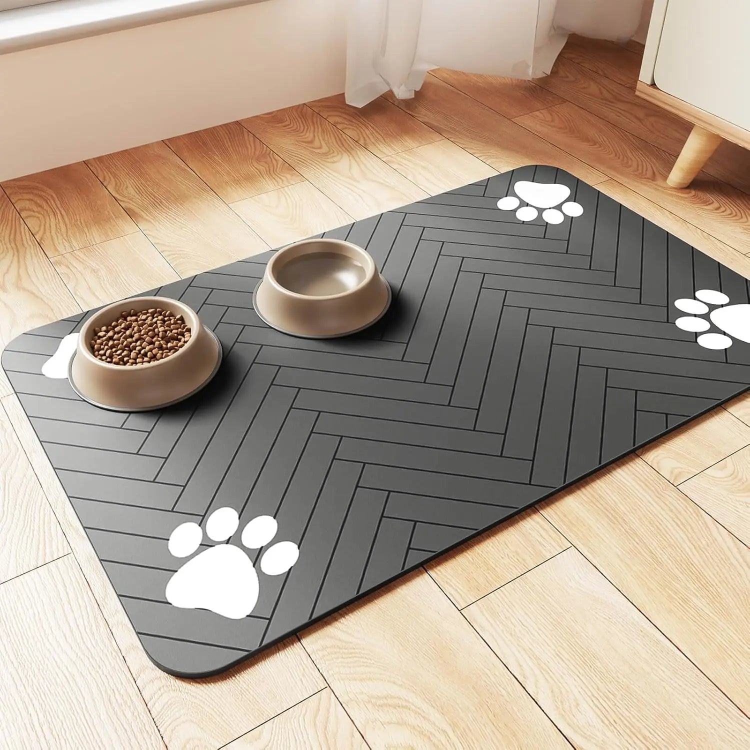 Absorbent Pet Feeding Mat — Waterproof Placemat for Food and Water Bowls