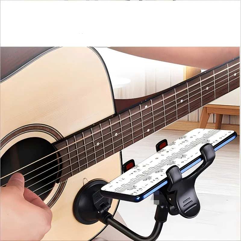 Flexible Music Sheet Phone Stand — Suction Cup Mount for Guitar and Piano