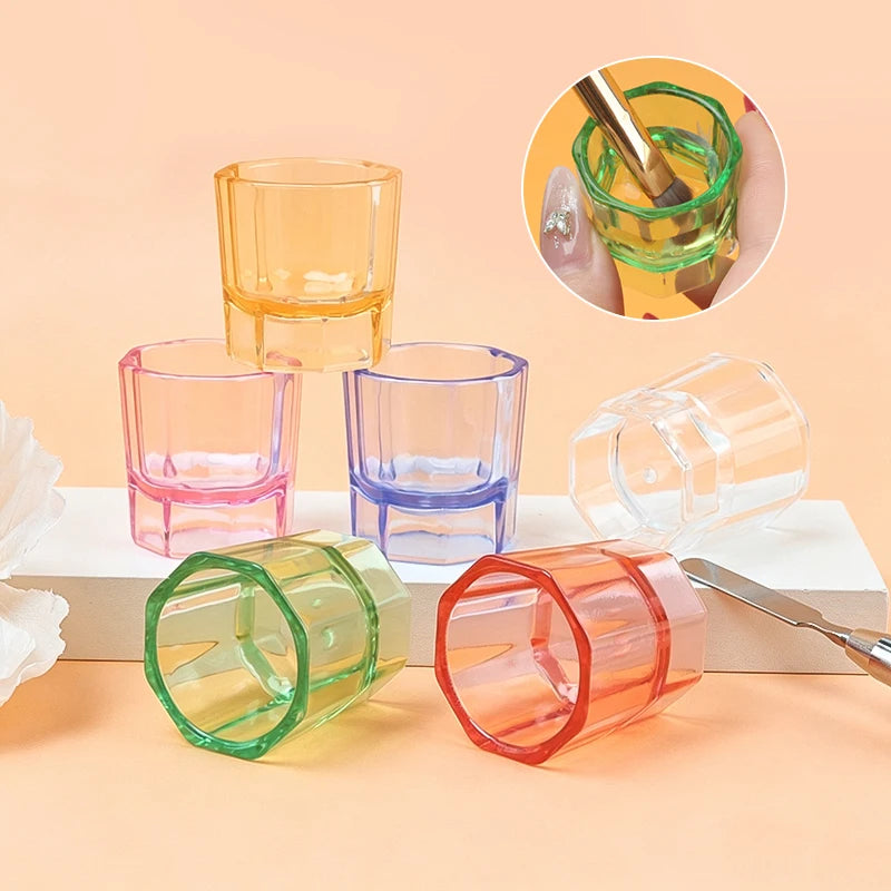 myaokue-up Octagonal Nail Art Cup — Crystal Liquid Container for Monomer