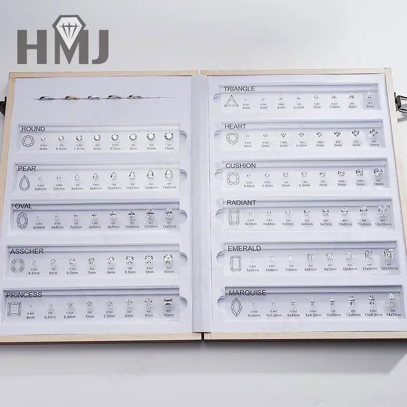 HMJ Gemstone Size Comparison Chart — Brilliant Cut Cubic Zirconia Tool