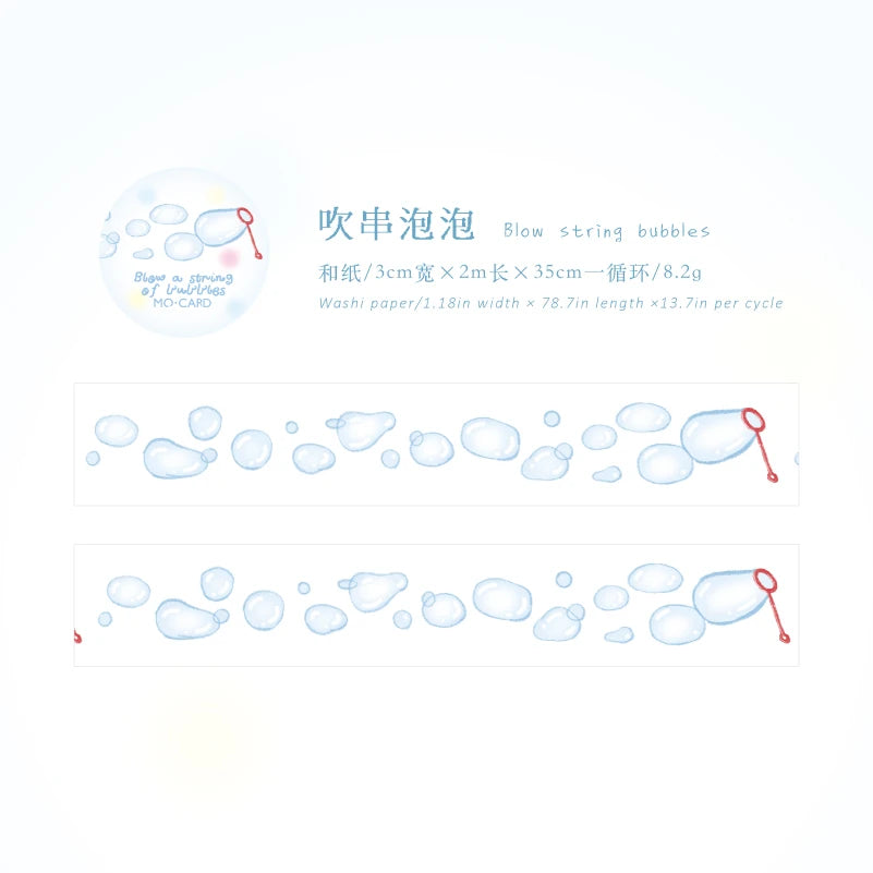 Fish Bubble Series Washi Tape — Decorative Retro Masking Tape for Scrapbooking