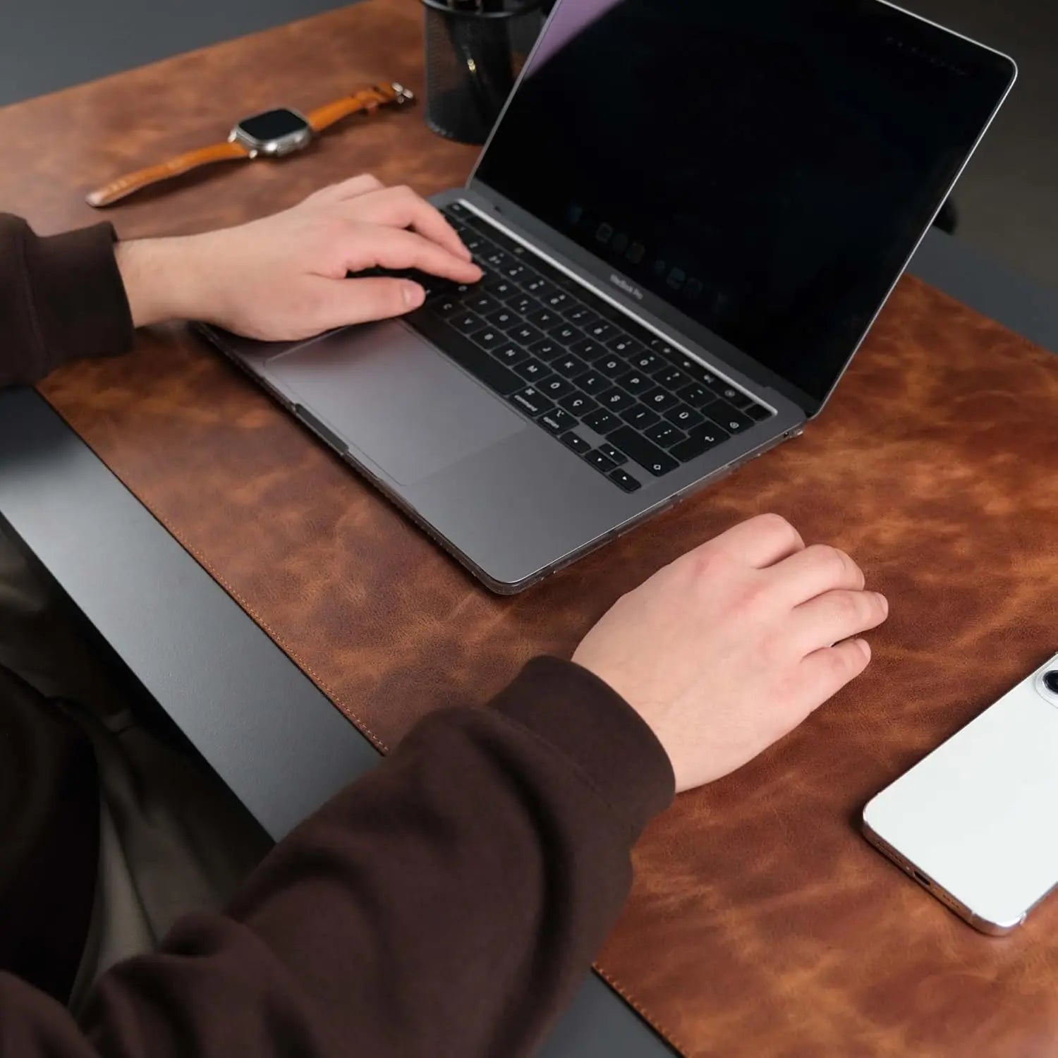 Genuine Leather Desk Pad — Professional Office Mat with Non-Slip Bottom