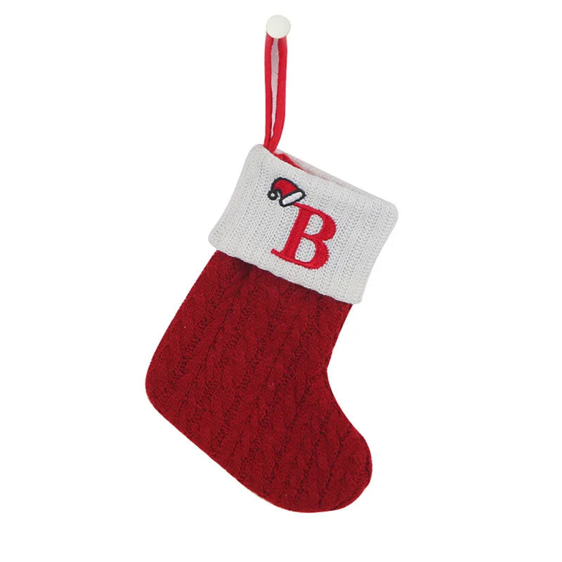 Knitted Snowflake Christmas Stocking — Decorative Holiday Tree Ornament