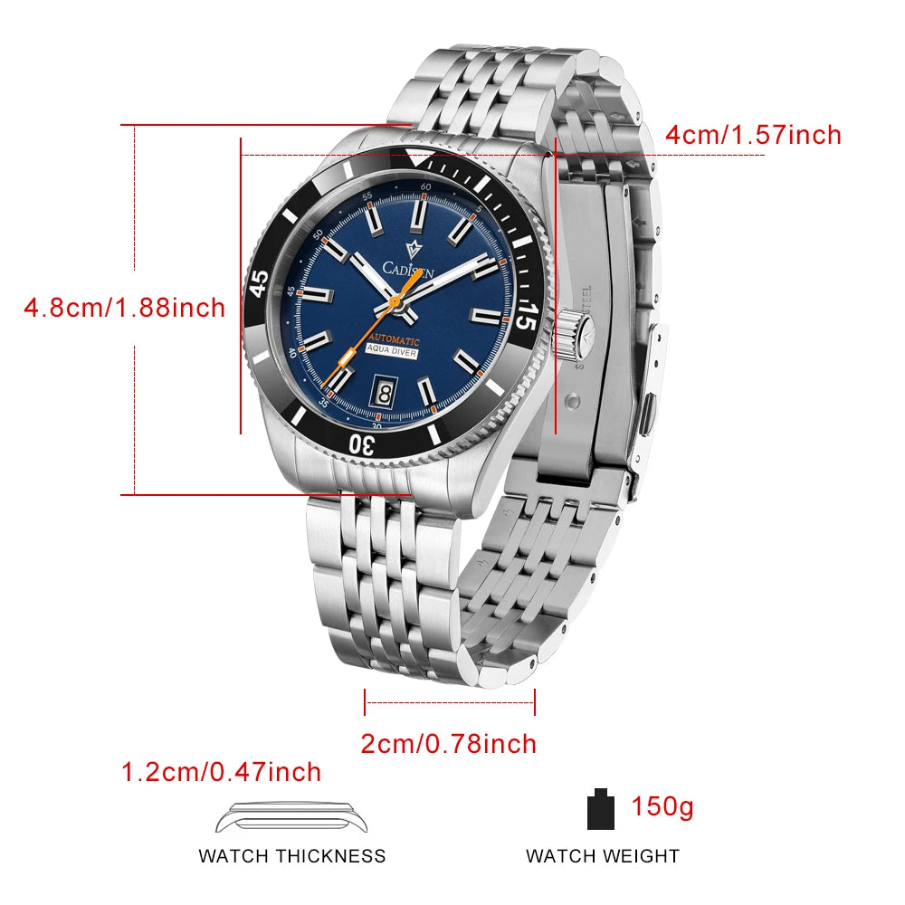 Cadisen Automatic Mechanical Watch — Ceramic Bezel & Sapphire Crystal
