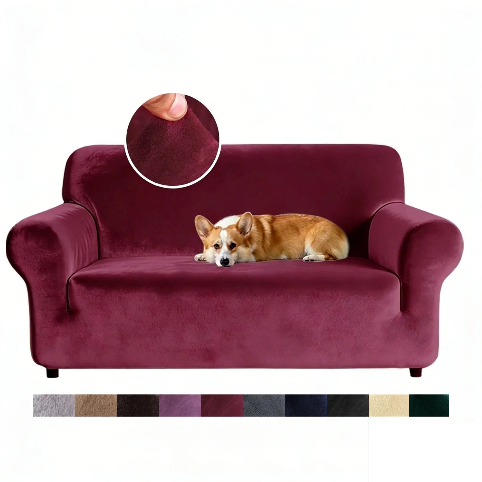 Velvet Stretch Sofa Cover — Plush Elastic Slipcover for Living Room