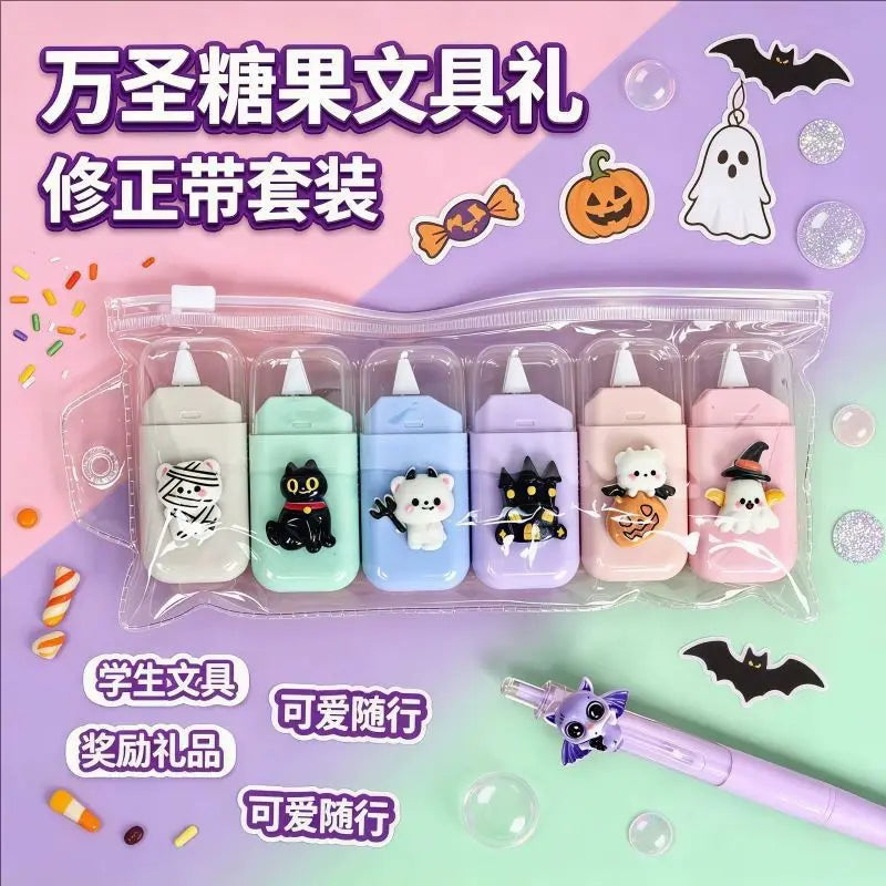 Mini Cartoon Style Correction Tape — 6-Pack Set for Students and Office Use
