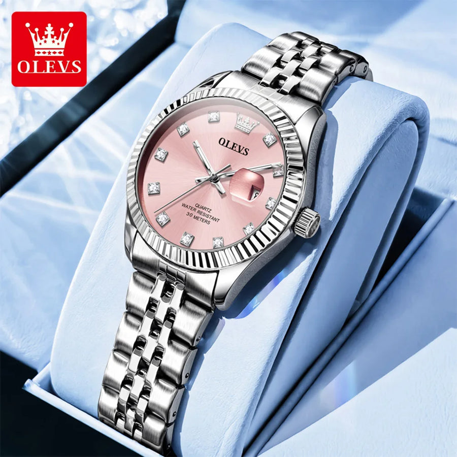 OLEVS Women's Elegant Quartz Watch — Stainless Steel Fashion Accessory
