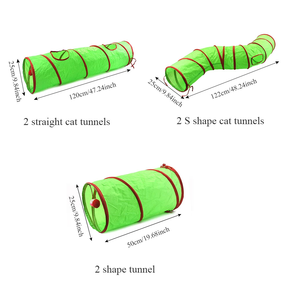 Christmas Cat Tunnel Toy — Foldable Interactive Play Tube for Kittens