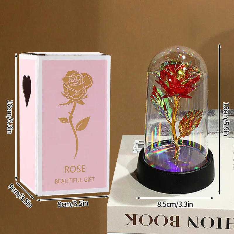 Eternal Rose in Glass Dome — LED Light Decorative Flower Gift