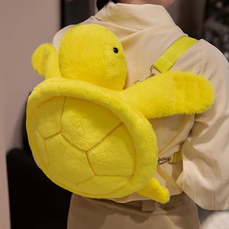 BABIQU Colorful Turtle Plush Backpack — Soft Sea Animal Stuffed Toy Bag