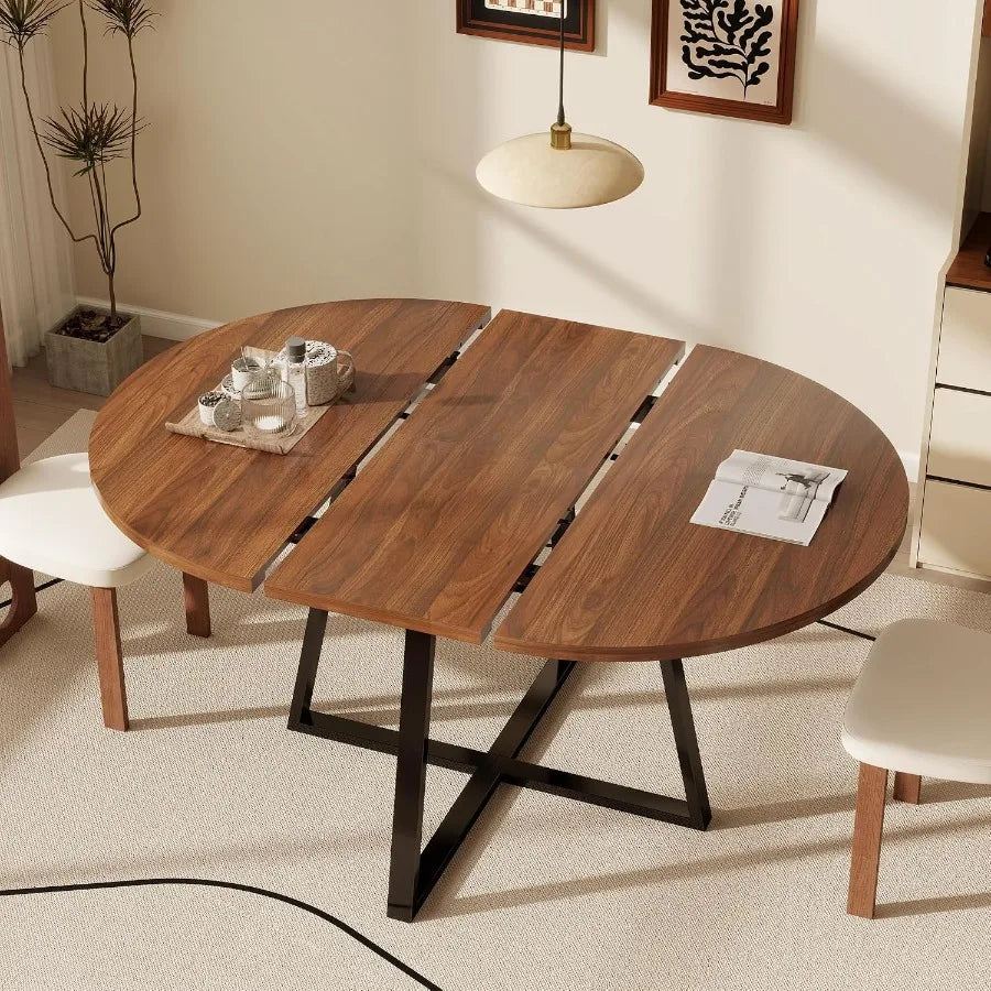 Round Dining Table — Extendable, Modern Space-Saving