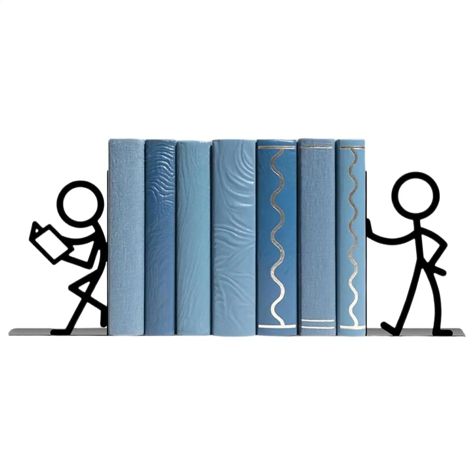 Abstract Metal Bookends — Heavy Duty Non-Slip Shelf Decor