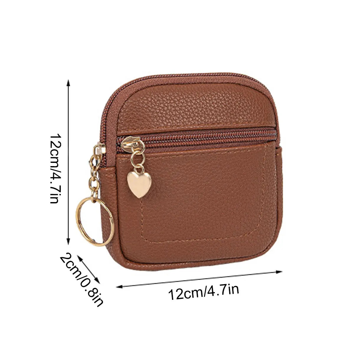 PU Leather Coin Purse — Portable Wrist Bag with Keychain Ring