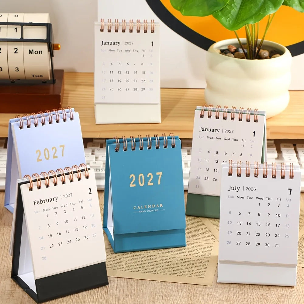 2027 Monthly Mini Desk Calendar — Compact Standing Planner for Home or Office