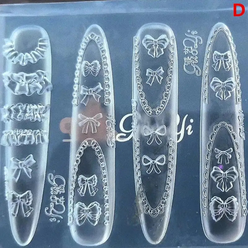 KittenBaby Lace Bowknot Nail Art Stencil — Silicone Manicure Design Tool