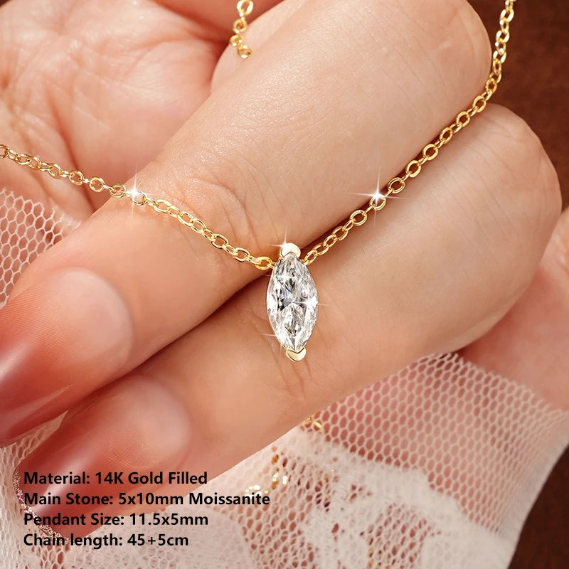 oxtao Moissanite Pendant Necklace — 14K Gold Filled Jewelry for Women