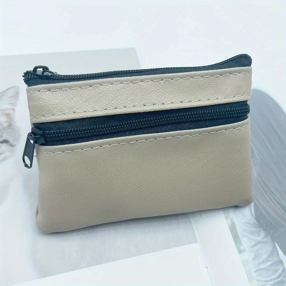 Compact PU Leather Coin Purse — Small Zippered Wallet for Change & Keys