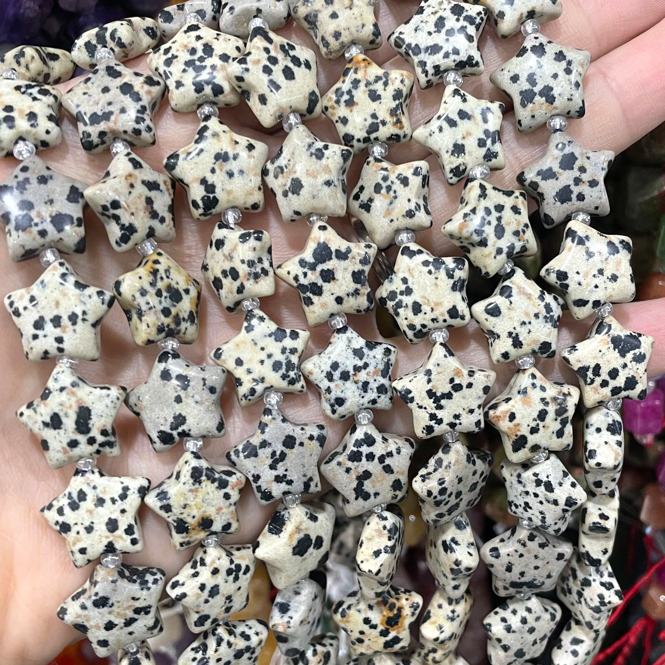 SYSRXLR Star Shaped Natural Stone Beads — 15mm Loose Quartz & Agate Spacers