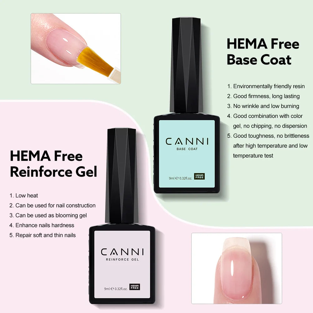 CANNI Hema Free Nail Gel Series — Professional Base, Top Coat & Primer