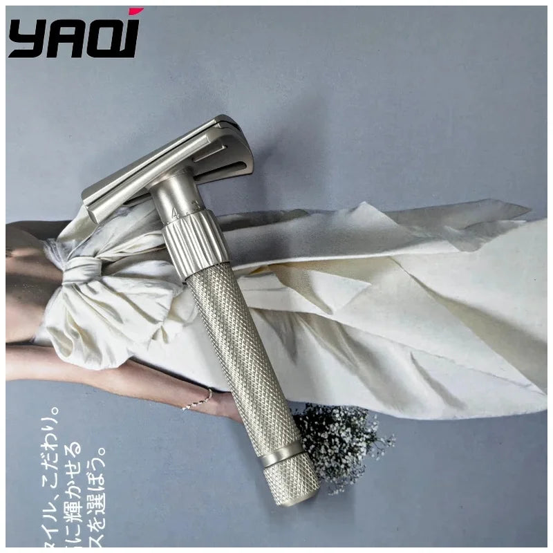 Adjustable Slant Safety Razor — Matte Stainless Steel Shaving Tool