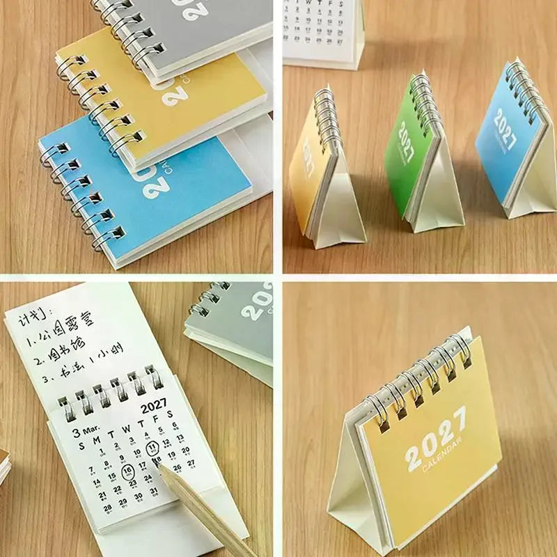 KOQZM 2027 Mini Desk Calendar — Portable Daily Planner for Home and Office