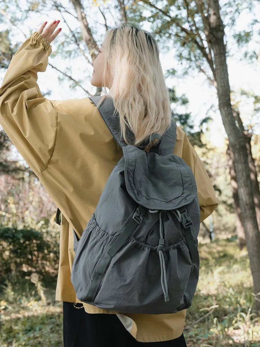 Markroyal Pleated Drawstring Backpack — Lightweight Travel Bag for Women