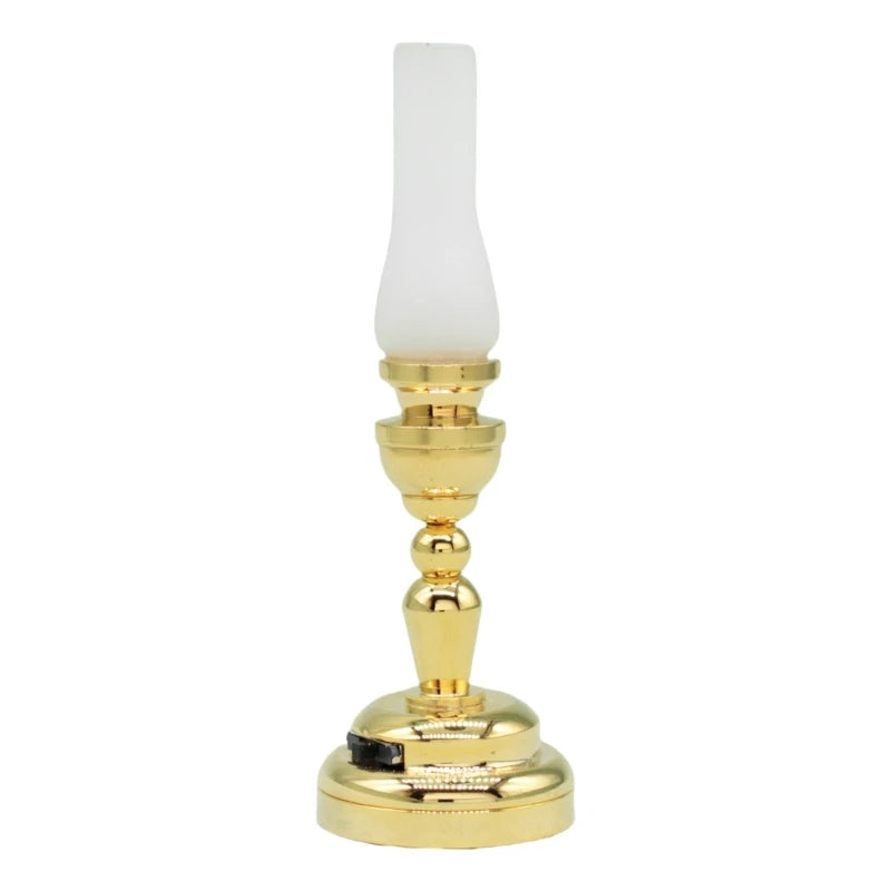 Miniature Dollhouse Table Lamp — Modern Bedside Reading Light Decor