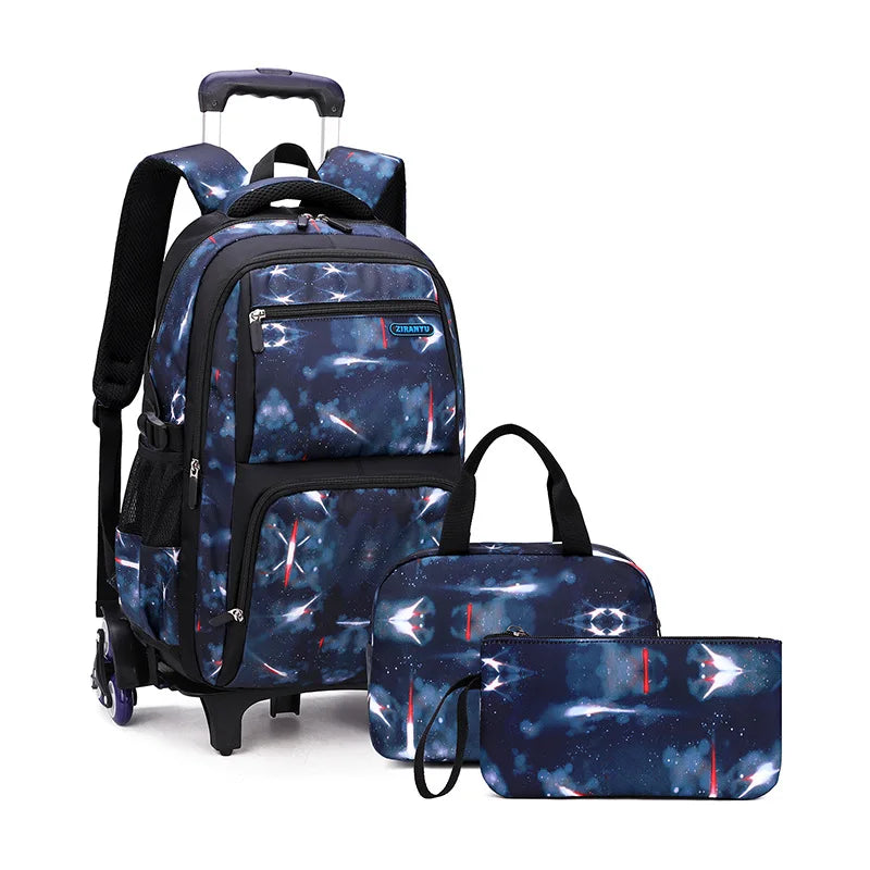 Rolling School Backpack with Lunch Box — Wheeled Trolley Bag for Students