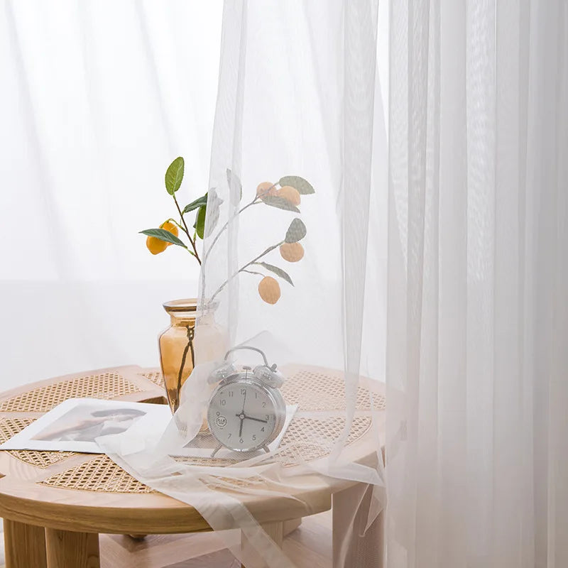 JESSANS White Tulle Sheer Curtains — Luxury Floral Voile Window Drape