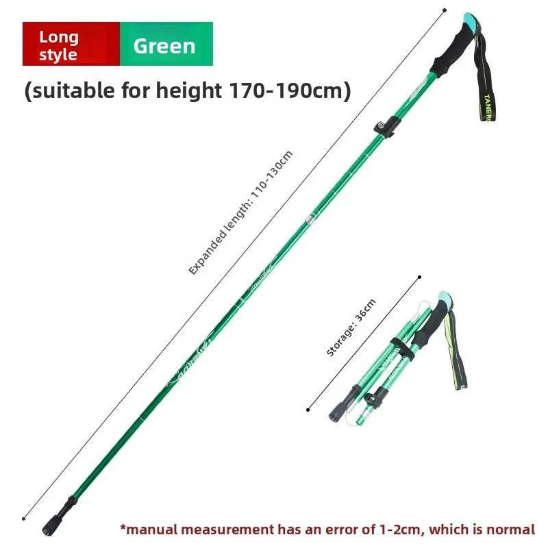 Aluminum Alloy Folding Hiking Stick — Lightweight Retractable Walking Pole