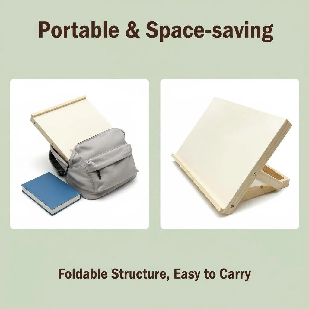 Portable Wooden Tabletop Easel — Adjustable Stand for Painting and Sketching
