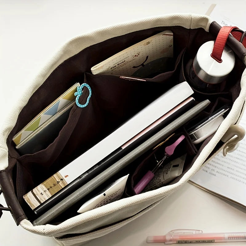 Canvas Drawstring Storage Bag — Multi-Pocket Portable Organizer