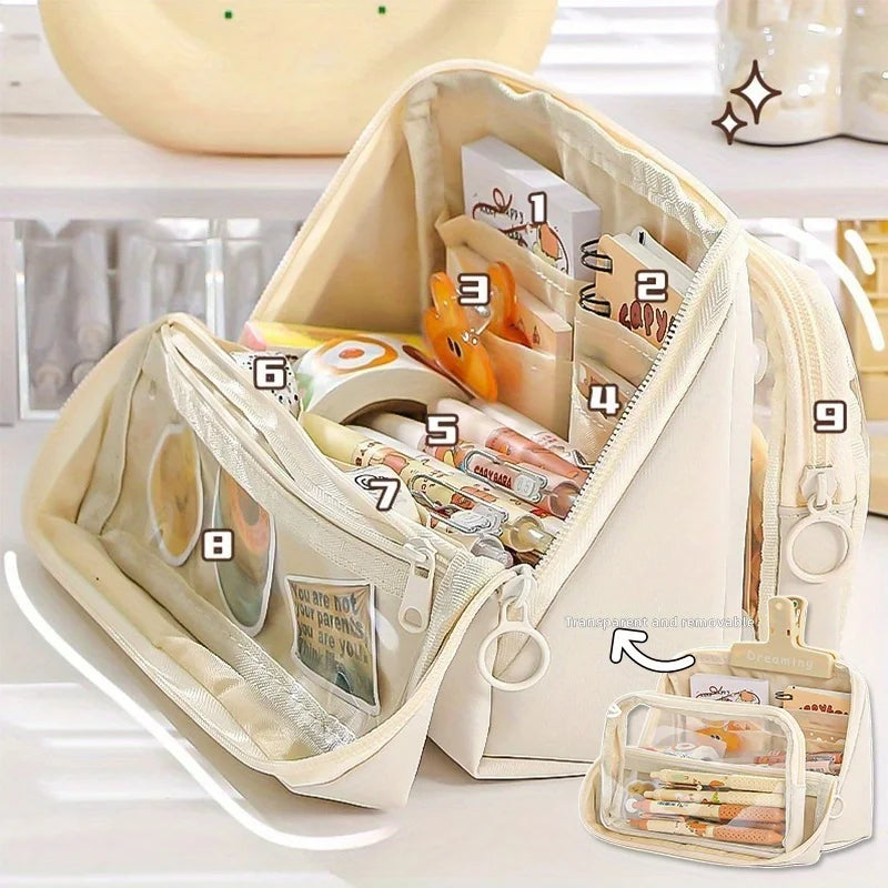 Large Capacity Pencil Case — Multi-Slot Organizer with 9 Compartments