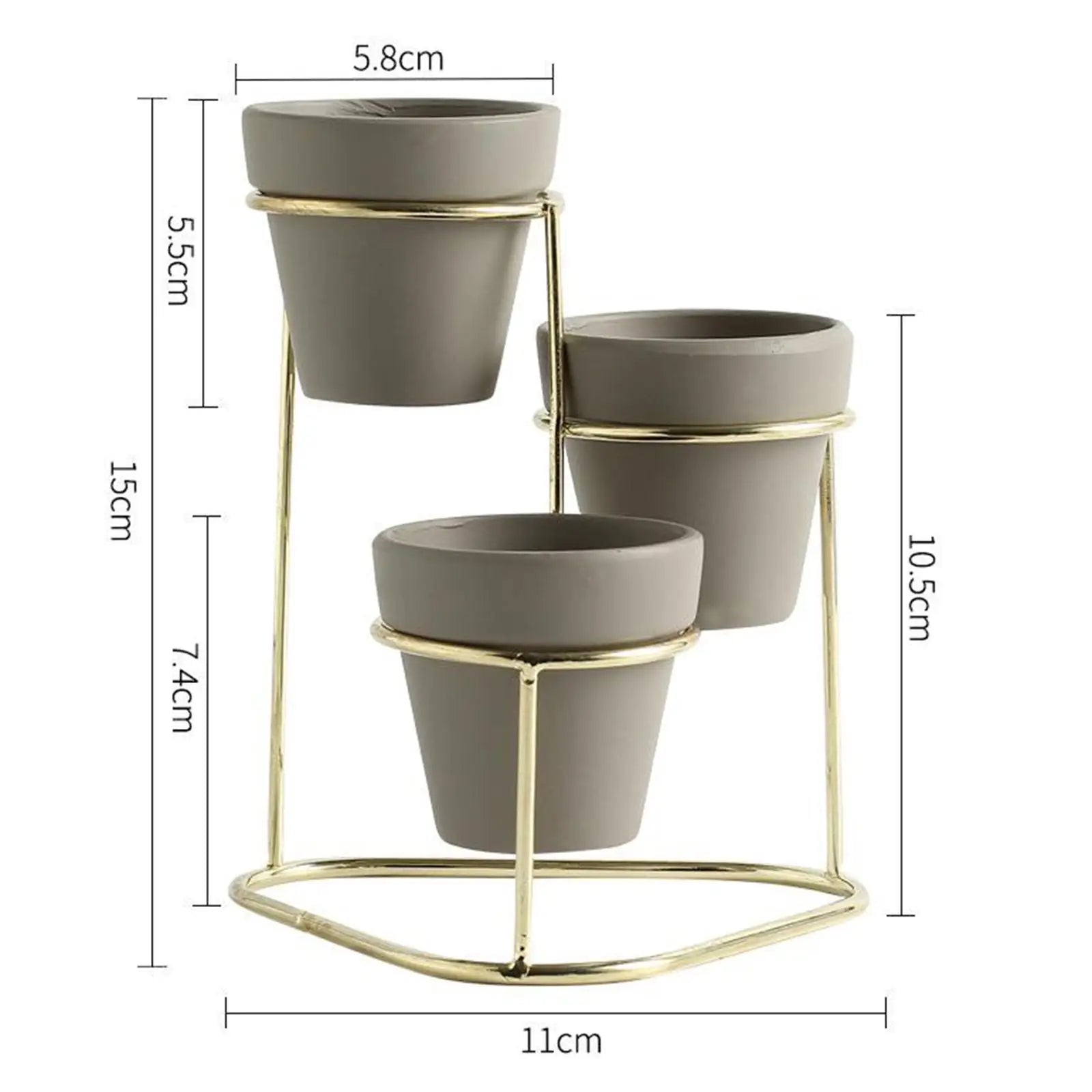 Kesoto Mini Ceramic Succulent Planter Set — Modern Pottery Pots with Metal Stand