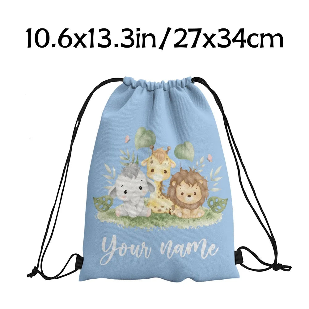 Animal Print Drawstring Bag — Versatile Lightweight Storage Pouch