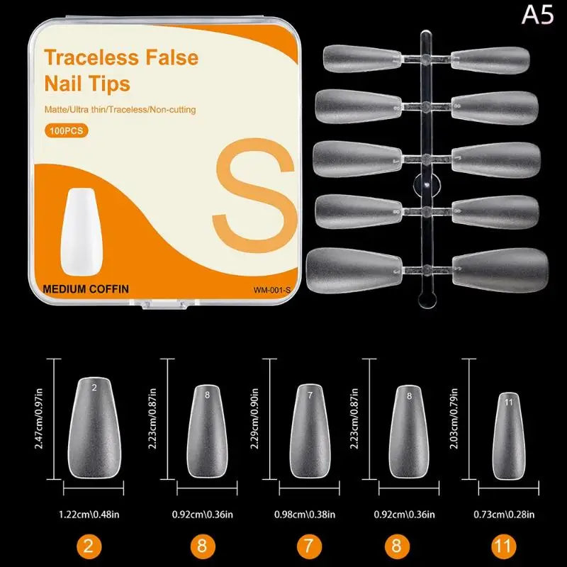 100PCS Clear False Nail Tips — Full Cover Press-On Extensions
