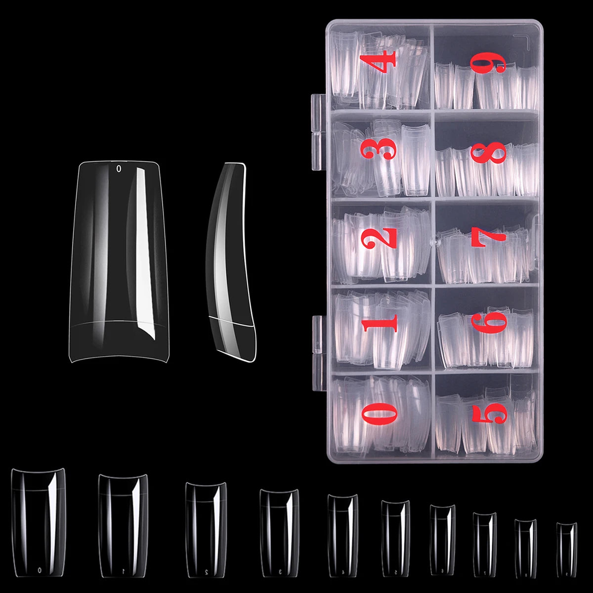 Misscheering French Nail Tips — Clear Half Cover Press On Acrylic Nails