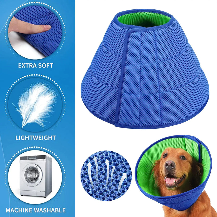 Kesoto Dog Recovery Cone — Breathable Elizabethan Collar for Wound Protection