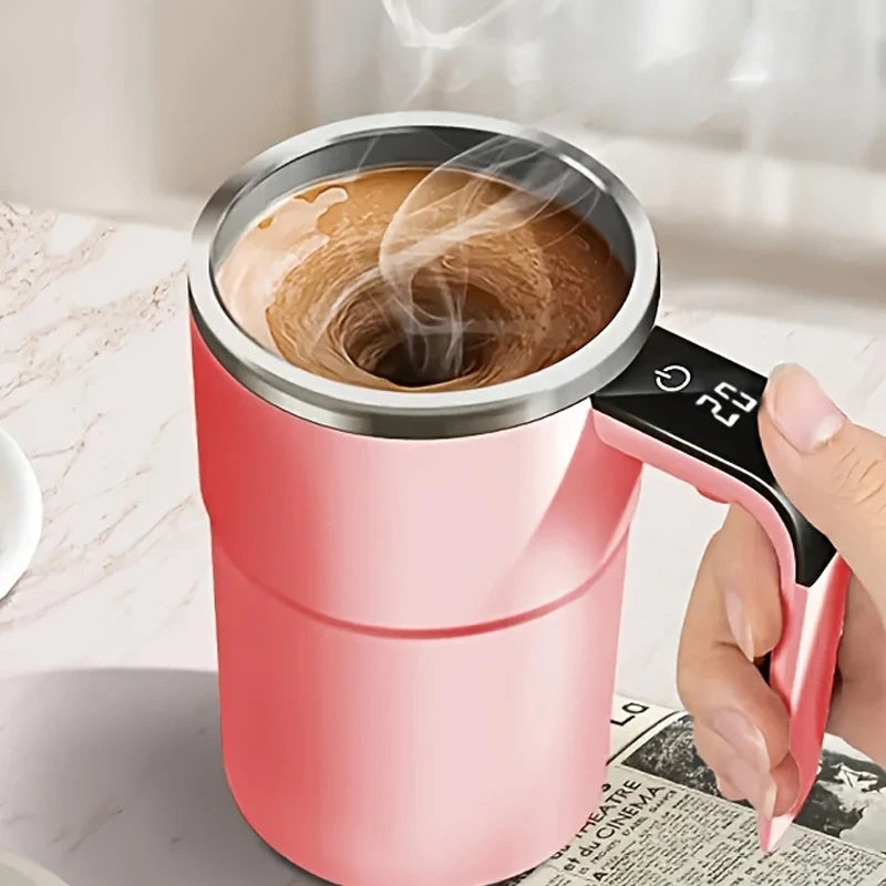 Automatic Stirring Coffee Cup — Temperature Display & Rechargeable Design