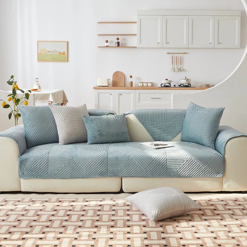 Crystal Velvet Sofa Cover — Non-Slip Furniture Protector for Pets and Kids