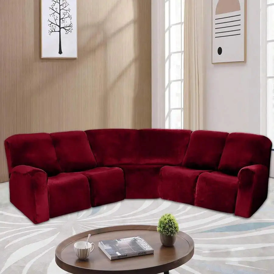 Velvet L-Shape Sofa Cover — Stretch Sectional Slipcover for Corner Couches