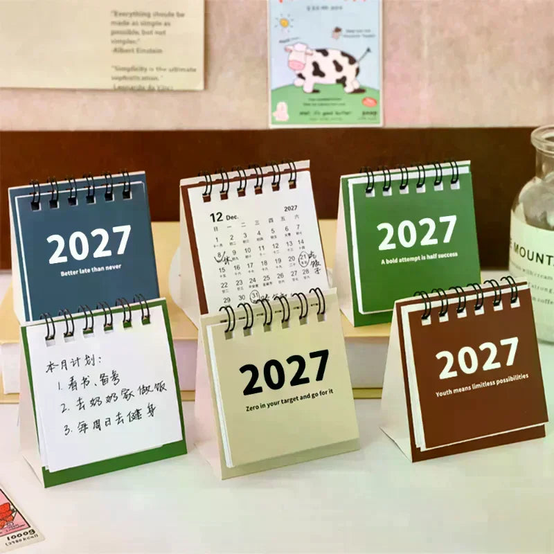 TPXCKz 2027 Mini Desk Calendar — Portable Daily Planner for Home and Office